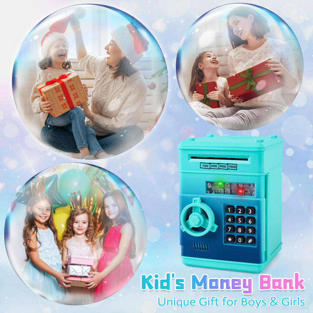 Refasy Piggy Bank Cash Coin Can ATM Bank Electronic Coin Money Bank for Kids Age 3-12, Money Savings Box Mini ATM Coin Bank Toys Gifts for 3 4 5 6 7 8 9 10 11 12 Year Old Boys Girls
