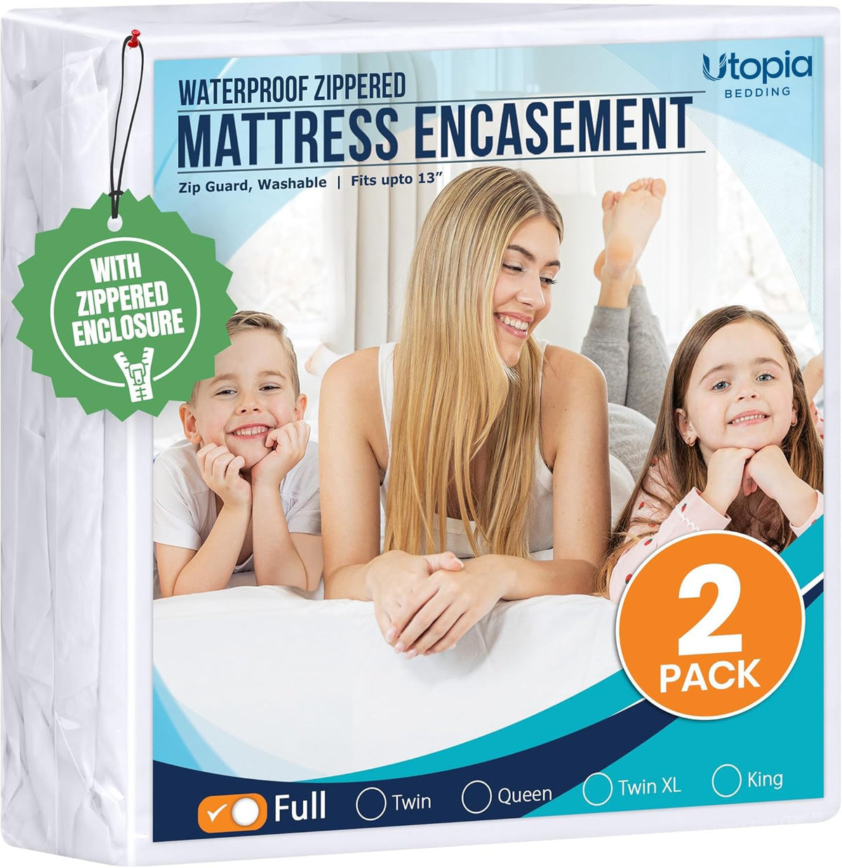 Utopia Bedding Twin Size Mattress Protector Zippered, 100% Waterproof