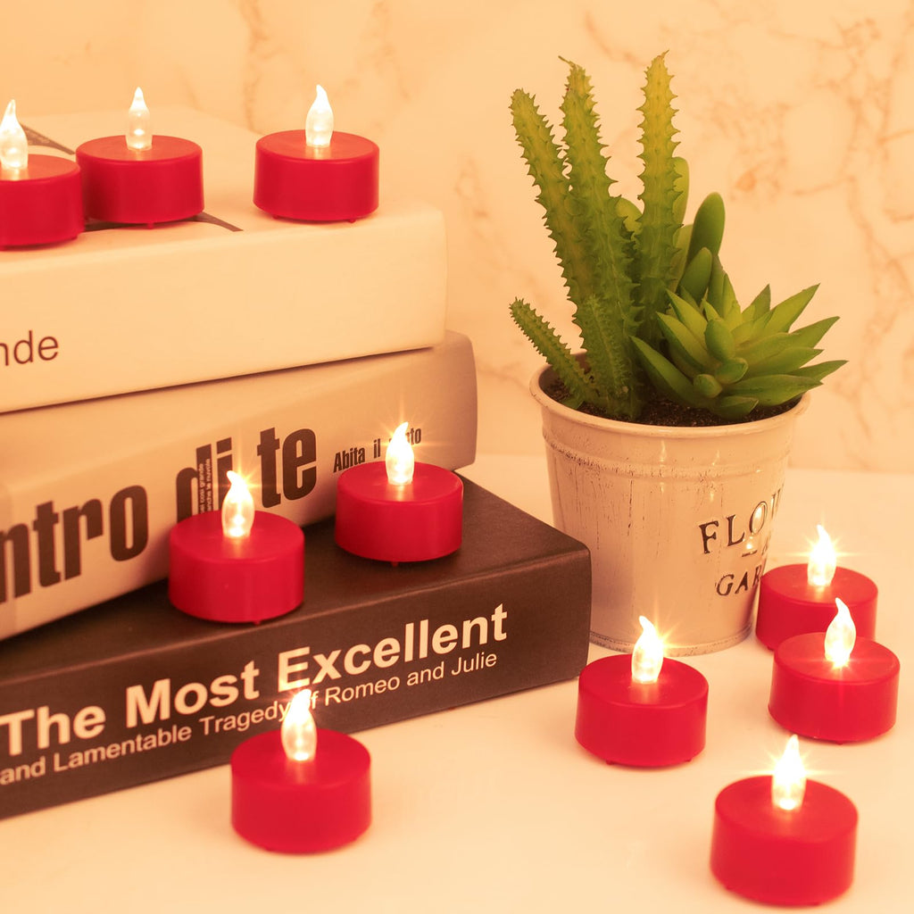 Battery Operated LED Tea Lights Flameless Flickering Candles 12PACK