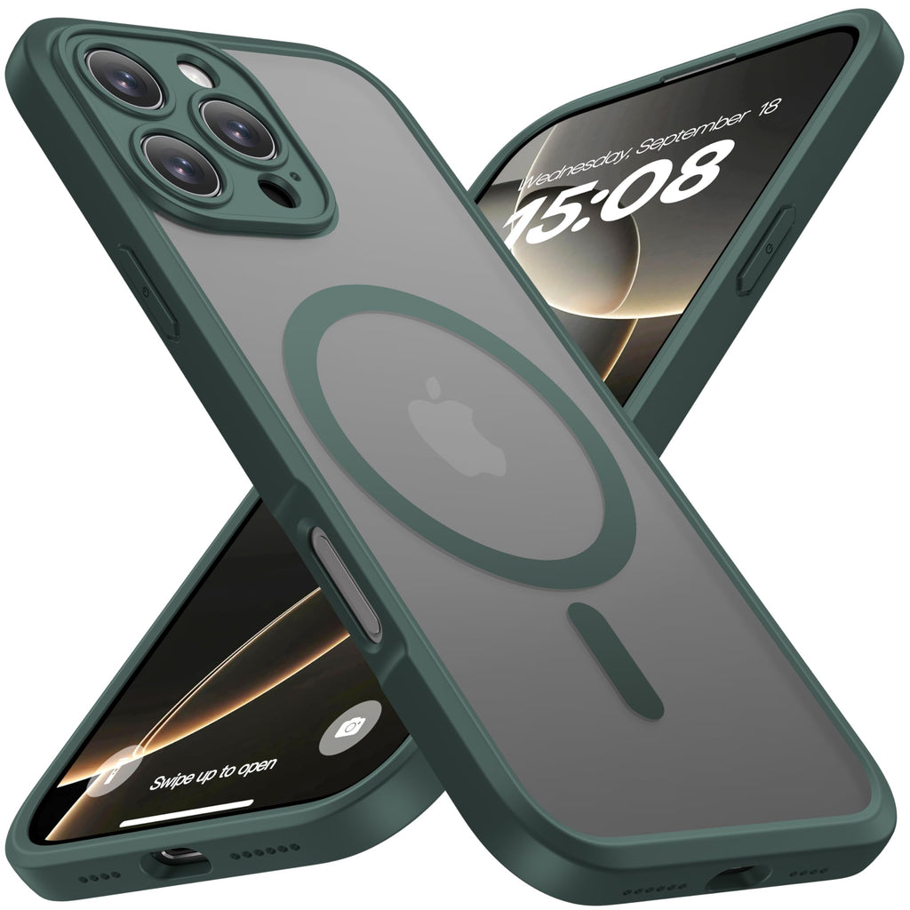 ImpactStrong Magnetic Guard Designed for iPhone 13 Case [Camera Protection] [Military Grade Drop Tested] [Compatible with MagSafe] Slim Translucent Matte Phone Case (6.1") - Black