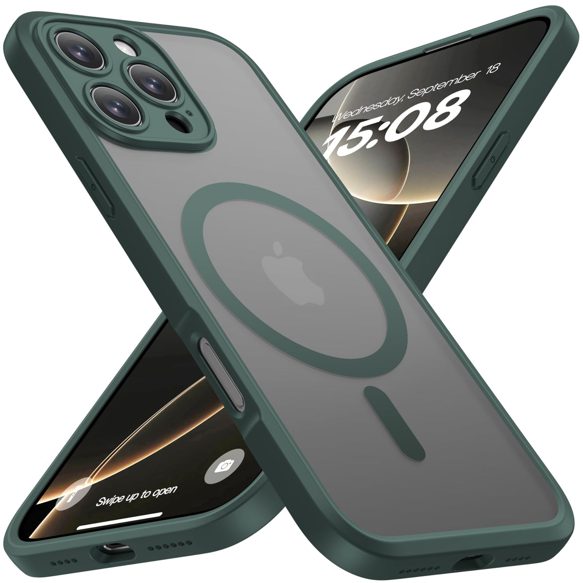 ImpactStrong Magnetic Guard Designed for iPhone 13 Case [Camera Protection] [Military Grade Drop Tested] [Compatible with MagSafe] Slim Translucent Matte Phone Case (6.1") - Black