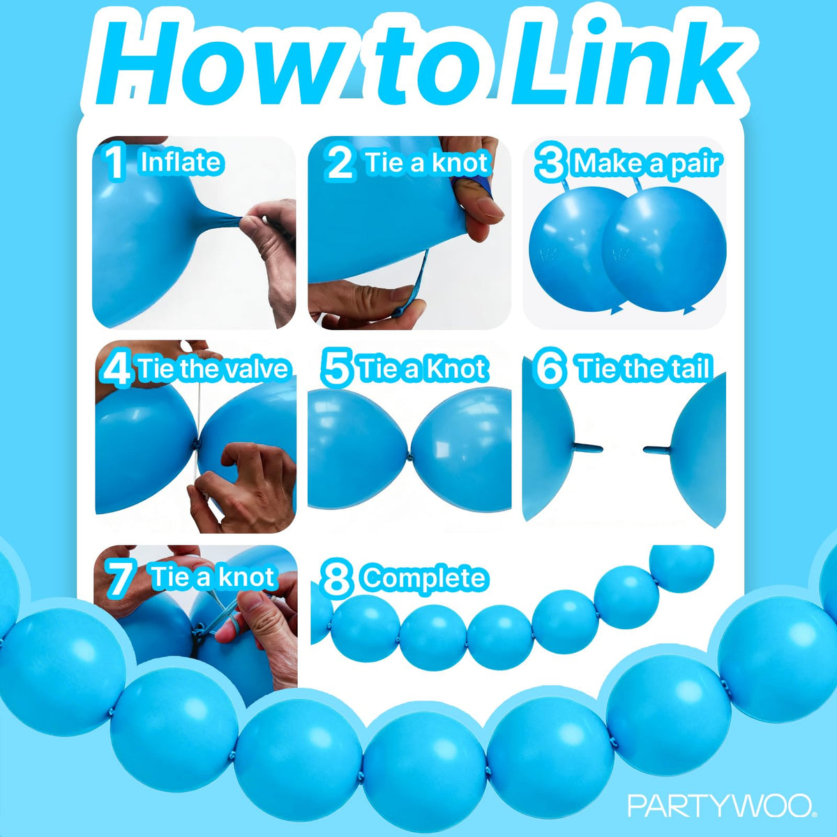 PartyWoo Metallic Gold Linking Balloons 100pcs 6 Inch Gold Link Balloons
