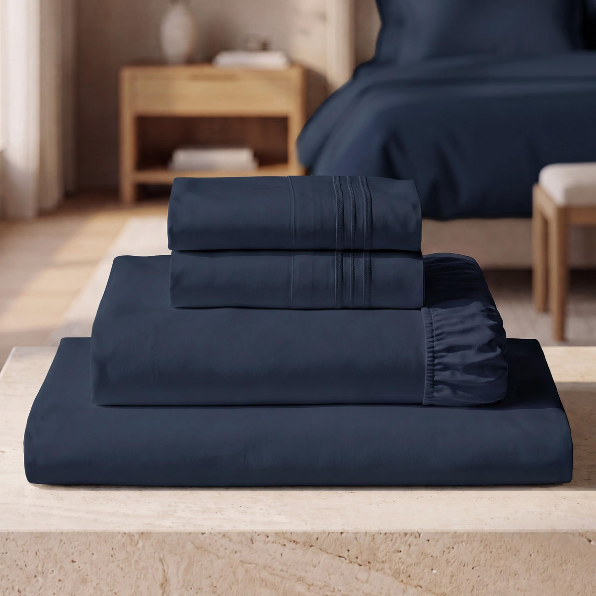 Mellanni Iconic 4-Piece Bed Sheet Set, 16" Deep Pocket (Queen, White)