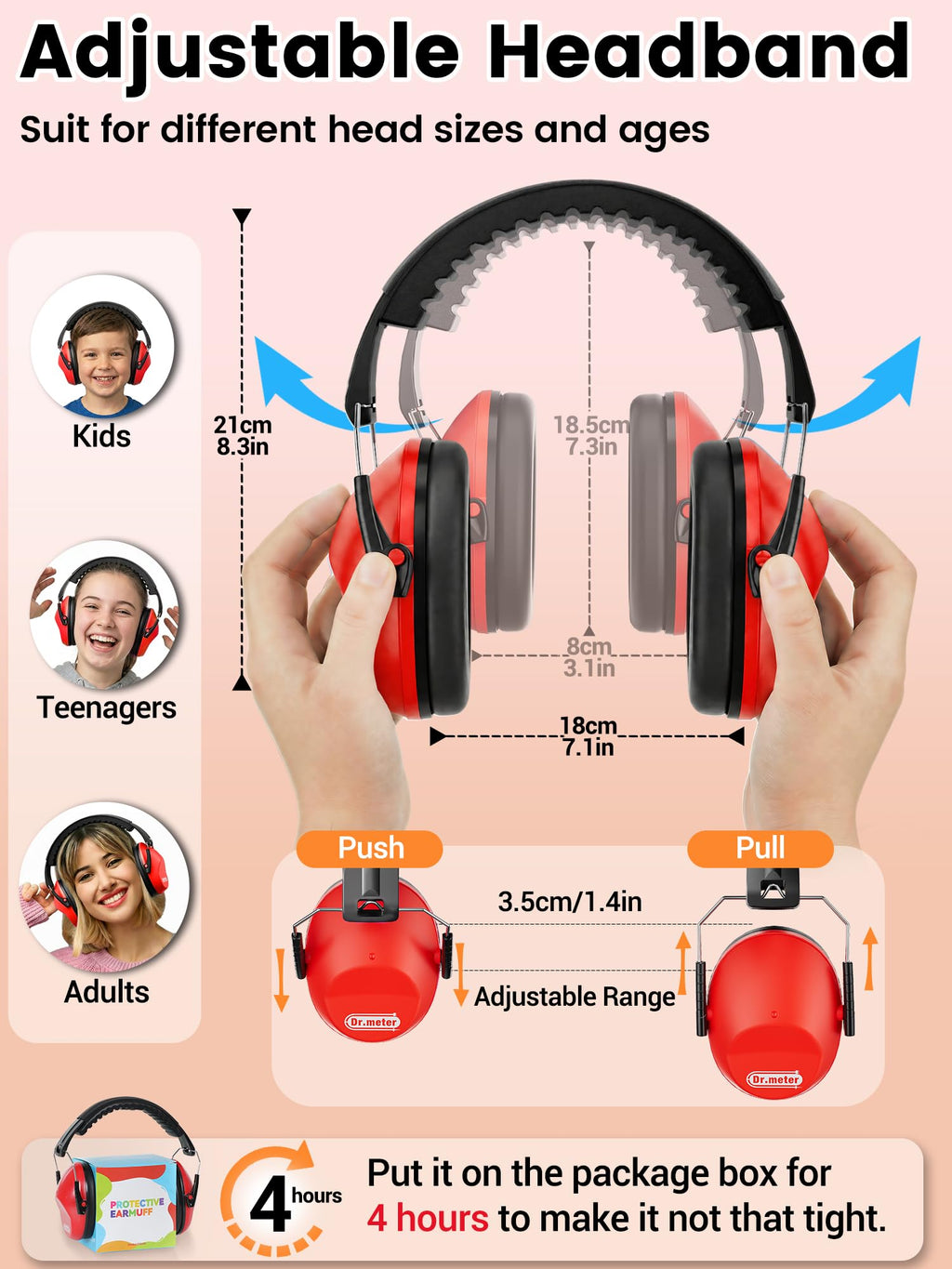 Dr.meter EM100 Noise Cancelling Headphones for Kids Adults, Ear Muffs