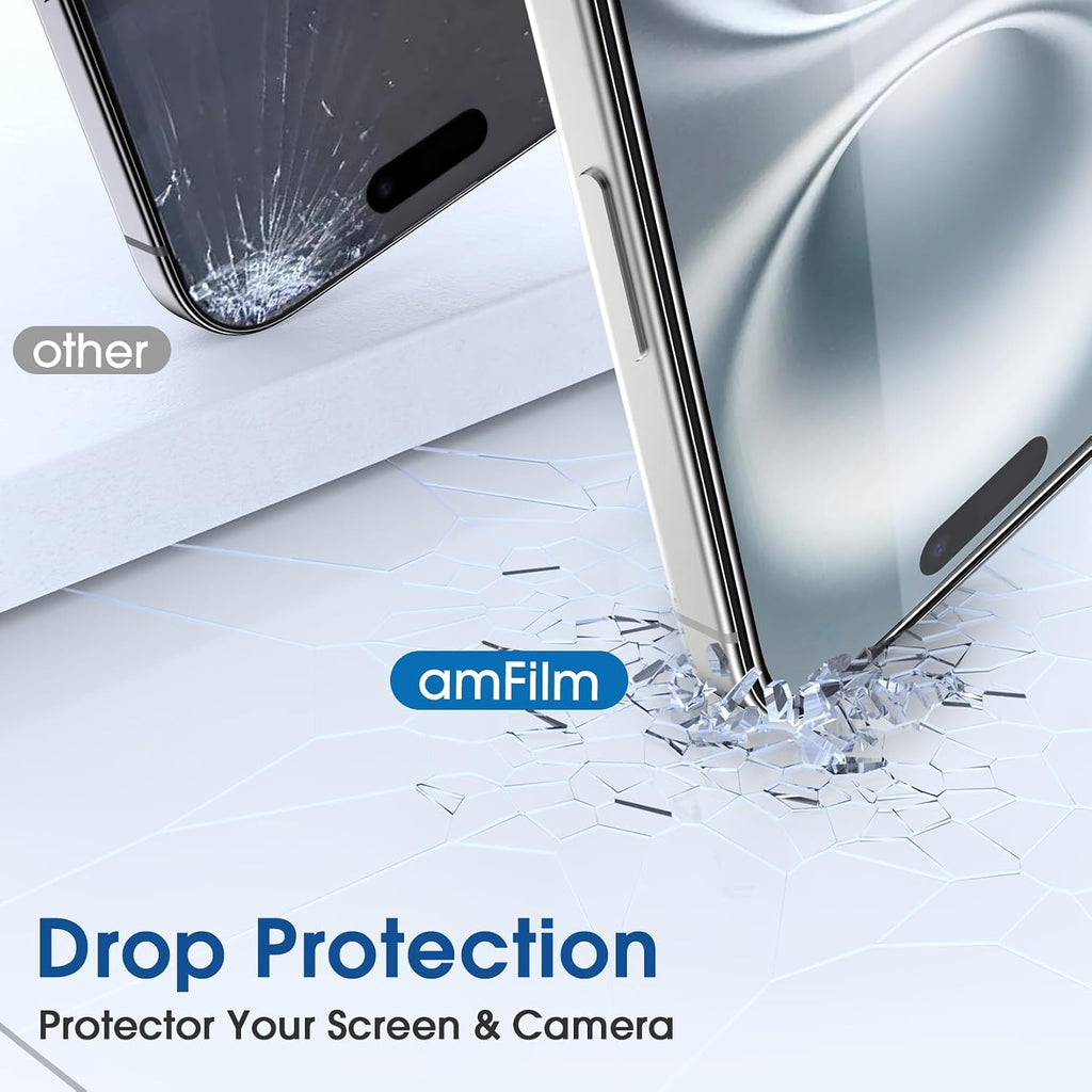 amFilm OneTouch for iPhone 17e / iPhone 16e Screen Protector Tempered Glass