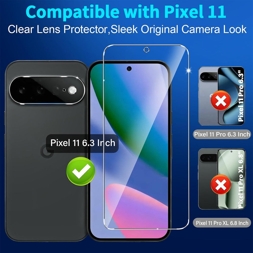 letosan 3 Pack for Google Pixel 11 Pro Screen Protector Tempered Glass + 3 Pack Camera Lens Protector, Military Grade Shatterproof, 9H Hardness, Fingerprint Unlock,Case Friendly 6.3 Inch