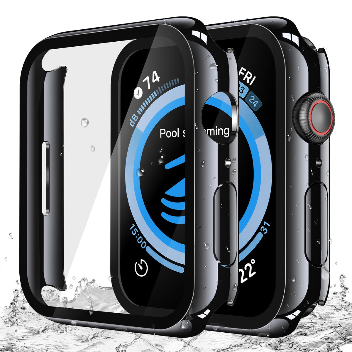 Misxi 2-Pack Waterproof Case for 41mm Apple Watch Series 9/8/7
