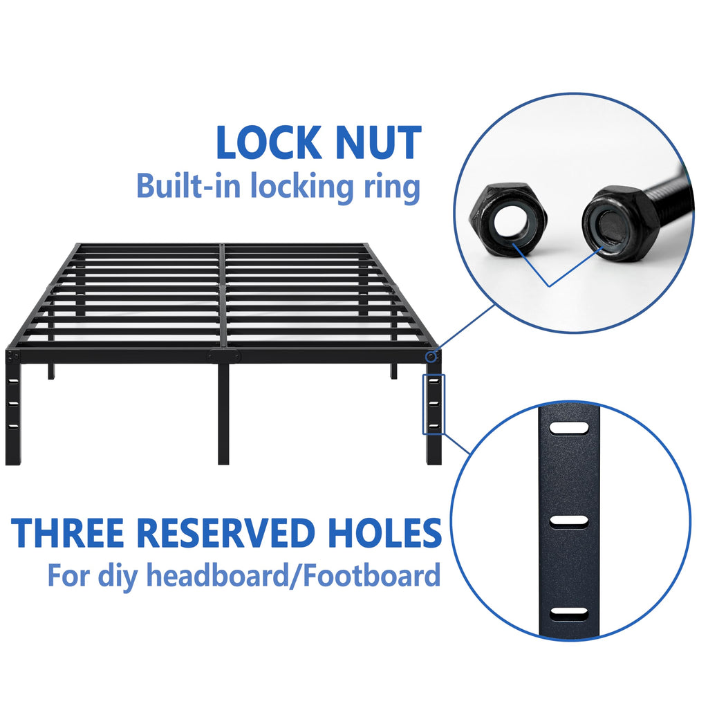NEW JETO Metal Bed Frame,Queen Size Bed Frame with Storage Space,14 Inch