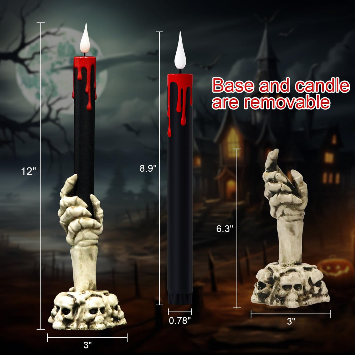 GenSwin 10.8" Flameless Floating Candles Wand Halloween Decorations