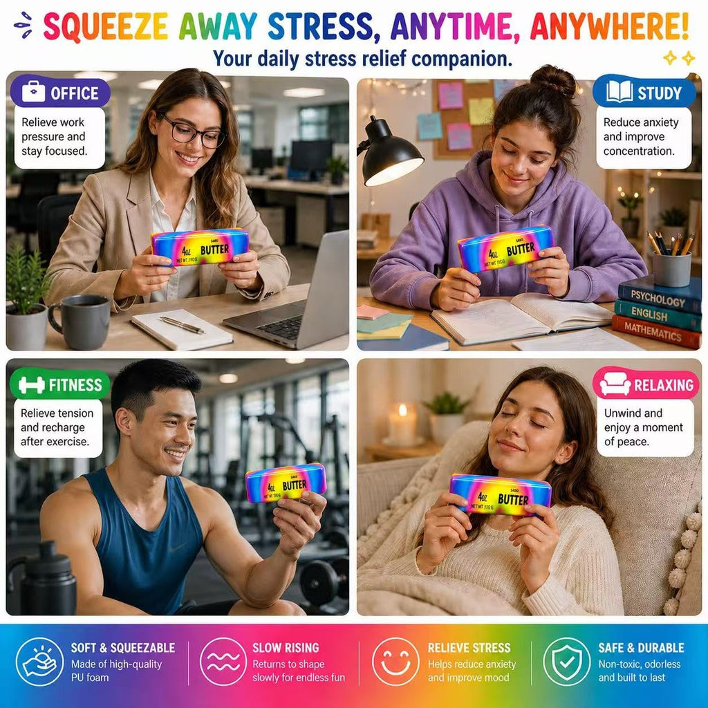Butter Squishy,Squeeze Toys,2026 New Soft Novelty Toy,Realistic Butter Stick Fidget, Slow Rising Soft Stress Toy for Adults Stress Relief & Anxiety Relief (Butter-1PCS)