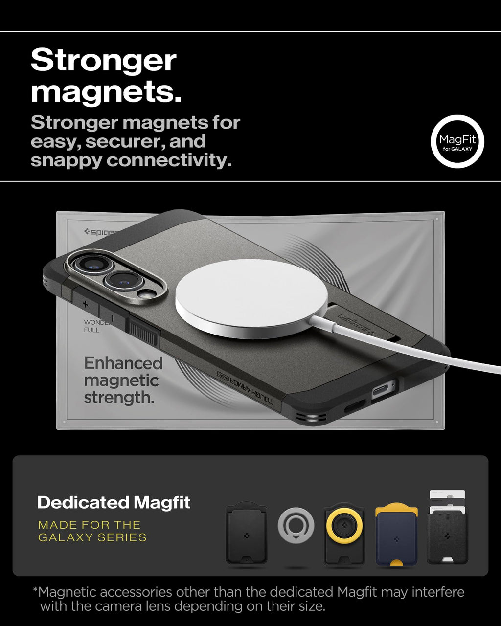 Spigen for Galaxy S25 Plus Case, Tough Armor MagFit [Kickstand] [Compatible with MagSafe] [Military-Grade Protection] - Black
