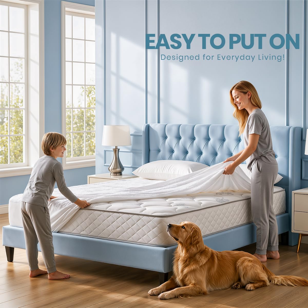 Waterproof Twin Size Mattress Protector fits upto 15" deep Mattresses