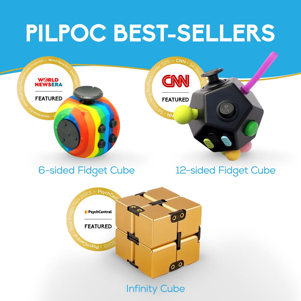PILPOC theFube Fidget Cube Handy Anxiety Toys for Kids and Adults (Black)