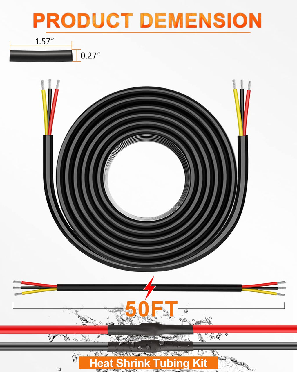 NAOEVO 16 Gauge Wire 4 Conductor, 16 Gauge Automotive Wire 12V Cable, 200FT