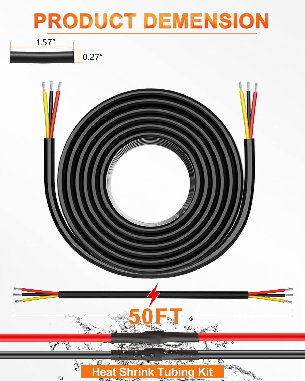 NAOEVO 16 Gauge Wire 4 Conductor, 16 Gauge Automotive Wire 12V Cable, 200FT