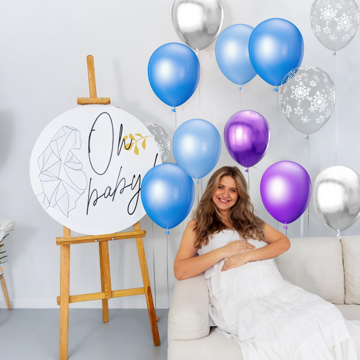 68Pcs Dusty Blue and Champagne Gold Balloons 12 Inch Sand White Pastel Baby Blue Confetti Balloon for Boy Baby Shower Bridal Shower Birthday Wedding Party Decorations.