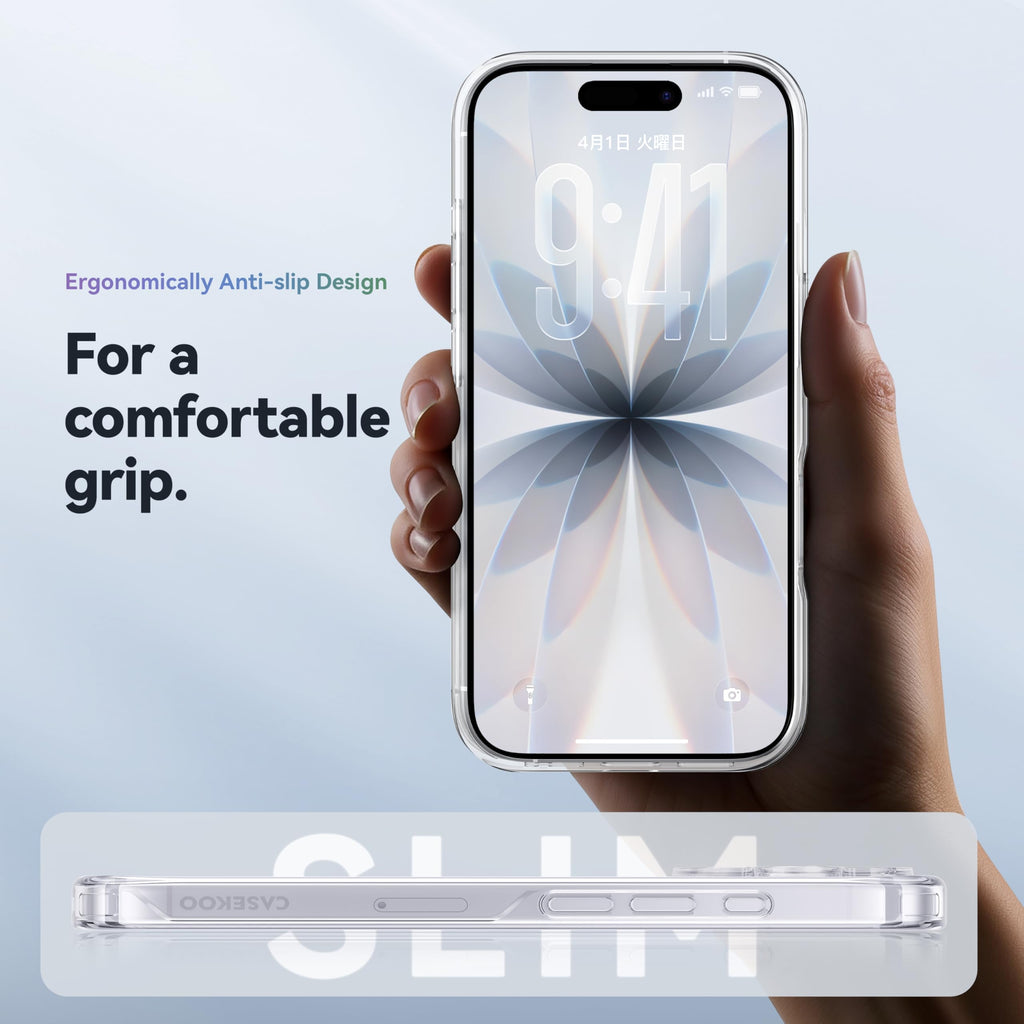 CASEKOO for iPhone 16 Smooth Crystal Clear Case, Patented Anti-Yellow