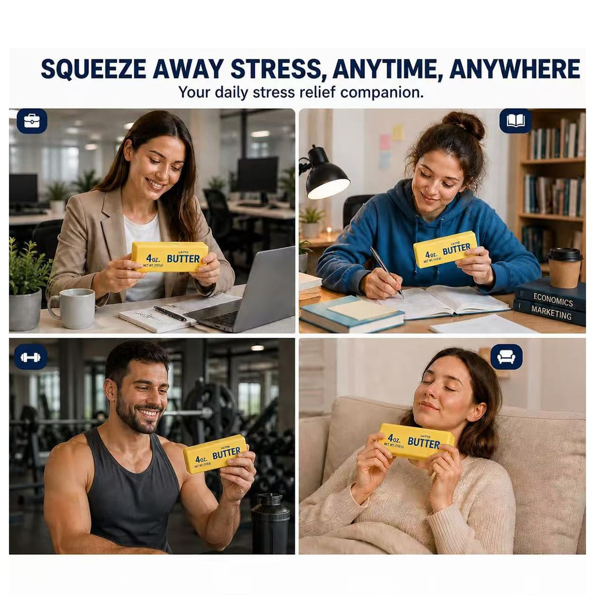 Butter Squishy,Squeeze Toys,2026 New Soft Novelty Toy,Realistic Butter Stick Fidget, Slow Rising Soft Stress Toy for Adults Stress Relief & Anxiety Relief (Butter-1PCS)