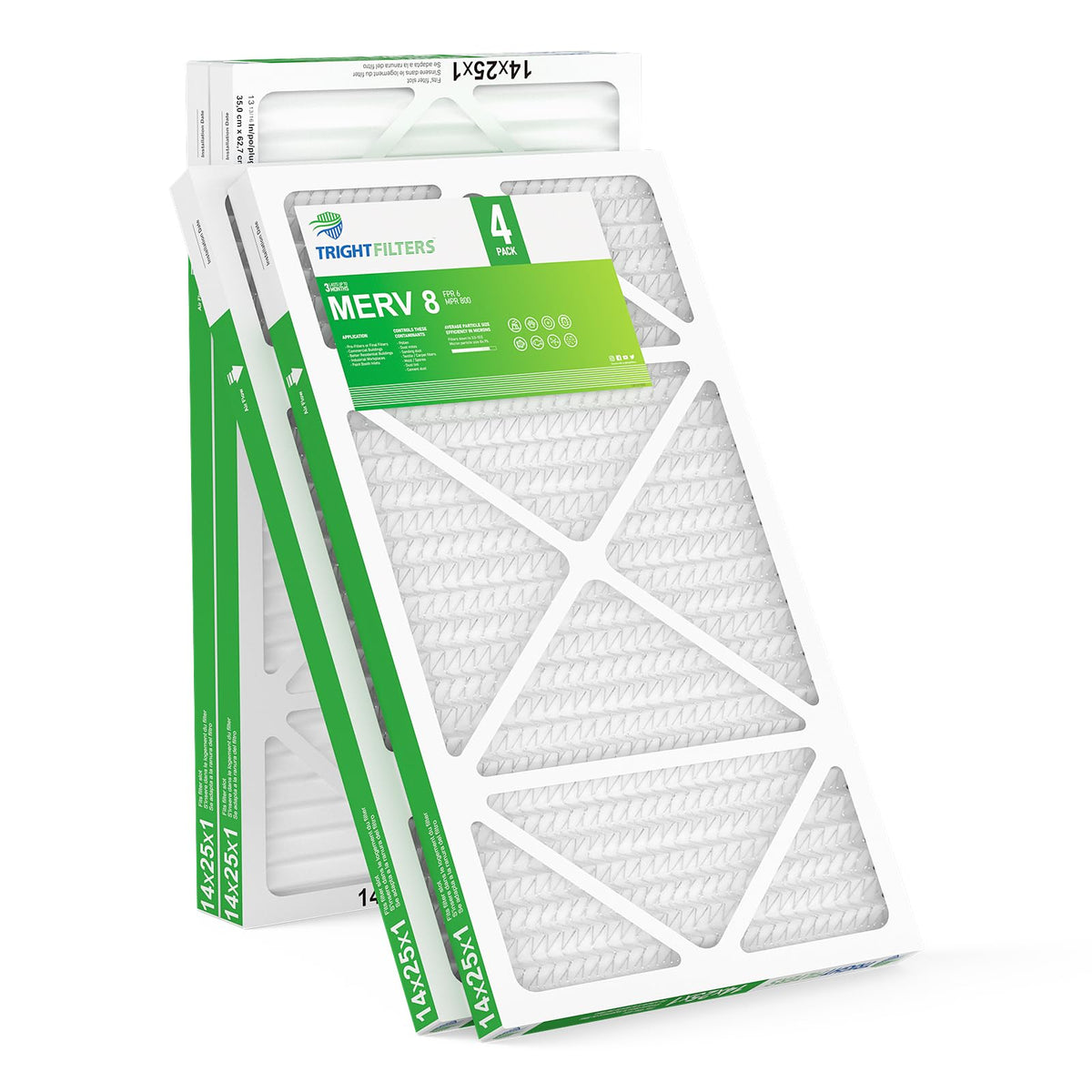 TRIGHTFILTERS 14x20x1 Air Filter 4 Pack, MERV 8 Filter Replacement