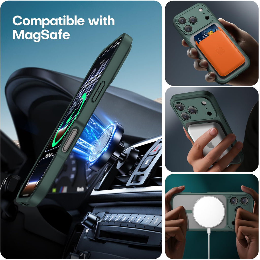 ImpactStrong Magnetic Guard Designed for iPhone 13 Case [Camera Protection] [Military Grade Drop Tested] [Compatible with MagSafe] Slim Translucent Matte Phone Case (6.1") - Black