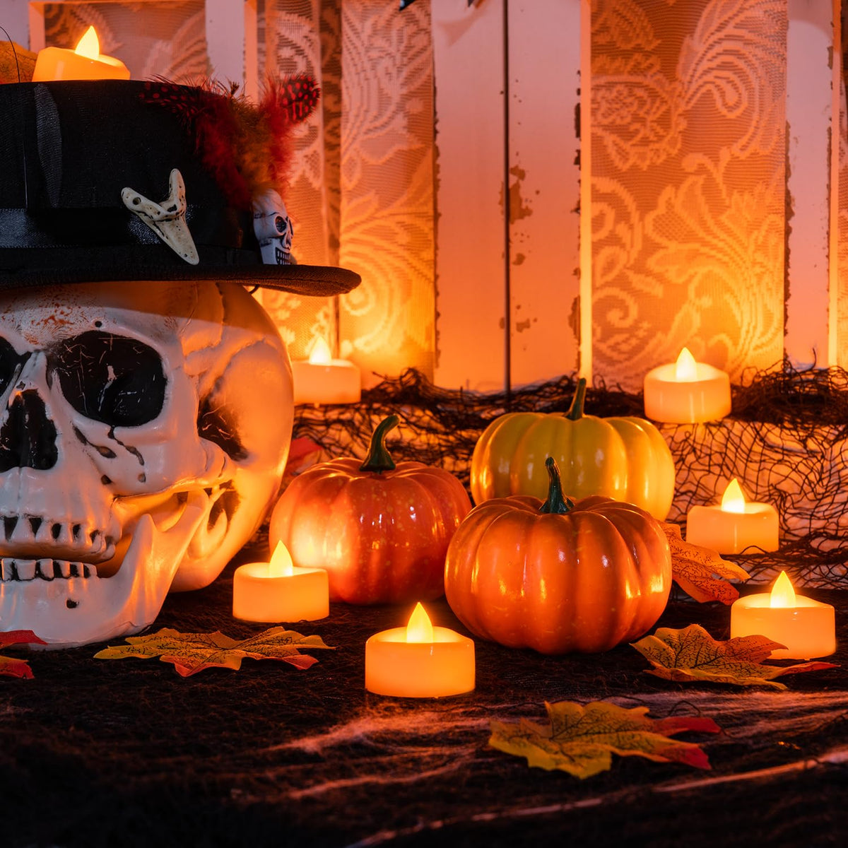 merrynights LED Candles, Tea Lights Candles Battery Operated Bulk, 24-Pack Long-Lasting 200 Hours Flameless Tealight Candles, Realistic Tea Lights for Halloween Christmas Wedding, 1.5'' D X 1.25'' H