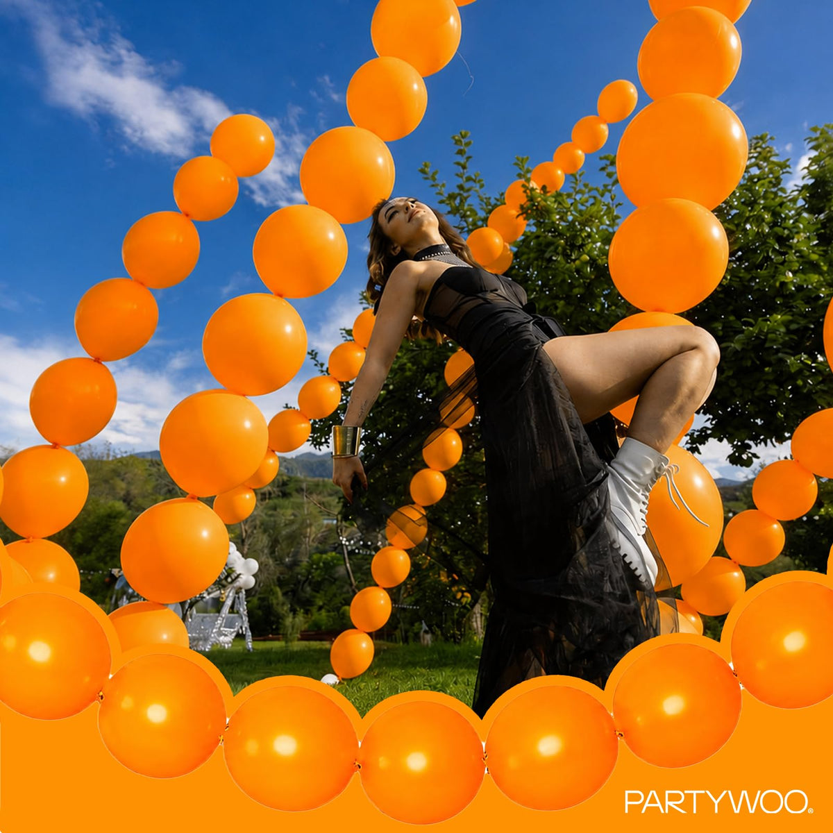 PartyWoo Metallic Gold Linking Balloons 100pcs 6 Inch Gold Link Balloons