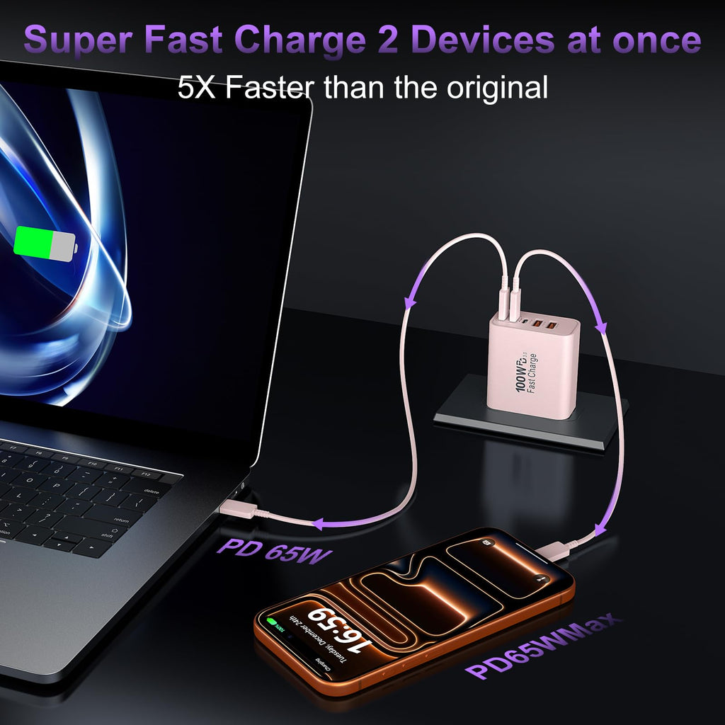 USB C Super Fast Charger Block, 100W USBC Charging Block Wall Plug Adapter