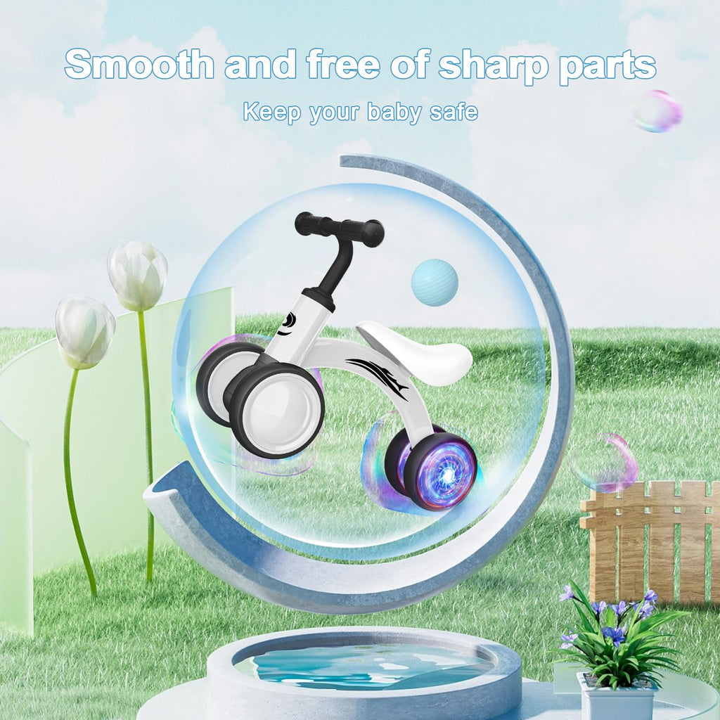 Gamfeiny Colorful Lighting Baby Balance Bike Toys for 1 Year Old Boy Girl Gifts, 10-36 Month Toddler Balance Bike, No Pedal 4 Silence Wheels & Soft Seat First Riding on Toys, 1st Birthday Gifts