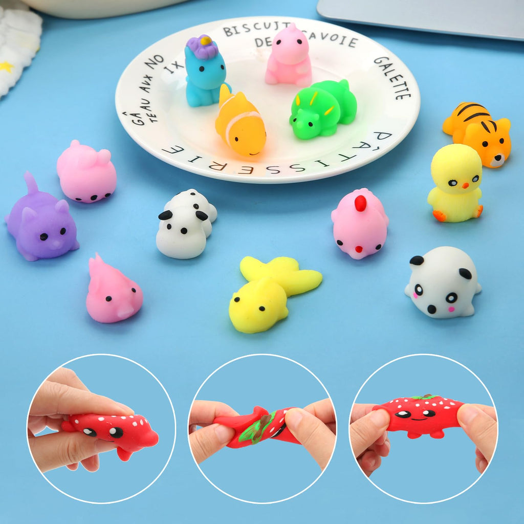 30 Pack Squishy Toys, Kawaii Squishies Party Favors for Kids 4-8 8-12 Treasure Box Toys for Classroom Birthday Xmas Gifts Goodie Bag Mini Animals Mochi Squishy Stress Relief Sensory Toys Random
