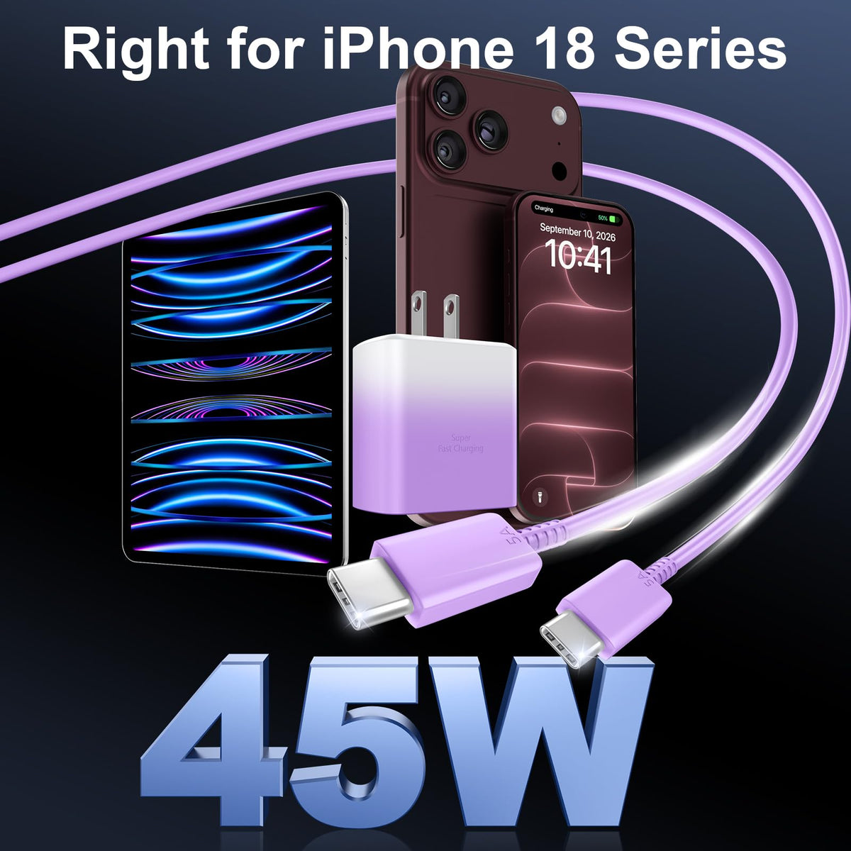 iPhone 18 17 Pro Max Charger Fast Charging 45W USBC iPhone Duo Fast Charger