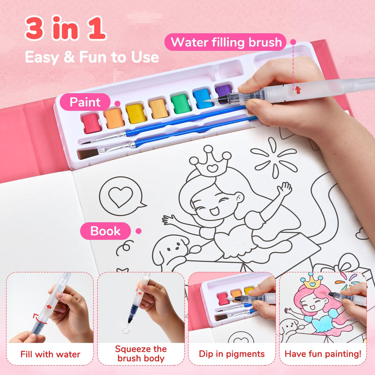 JoyCat Paint with Water Coloring Books for Toddlers (Magical Pony)