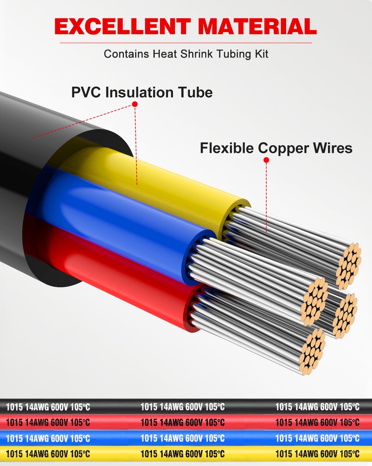 NAOEVO 16 Gauge Wire 4 Conductor, 16 Gauge Automotive Wire 12V Cable, 200FT
