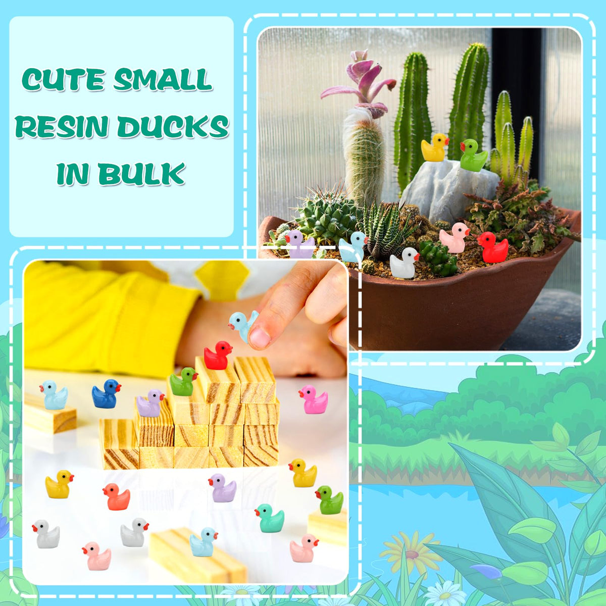 GWAHSA 240pcs Luminous Mini Resin Ducks, Tiny Animals Bulk Glow in The Dark Small Plastic Miniature Ducks Figures for Dollhouse Decor Micro Garden Home Landscape Aquarium Craft Gifts Party Favors Toys