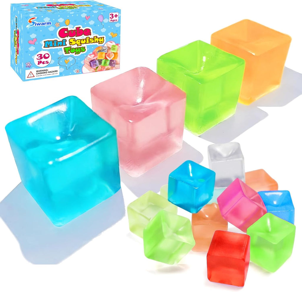 Siwarm 30 Pack Mini Cube Squishy Fidget Toys for Kids and Adults