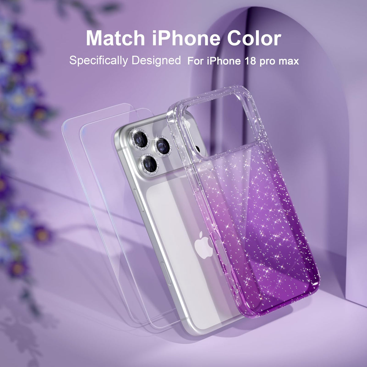 Choiche for iPhone 18 Pro Max Case Clear Women Girly (Glitter Clear)