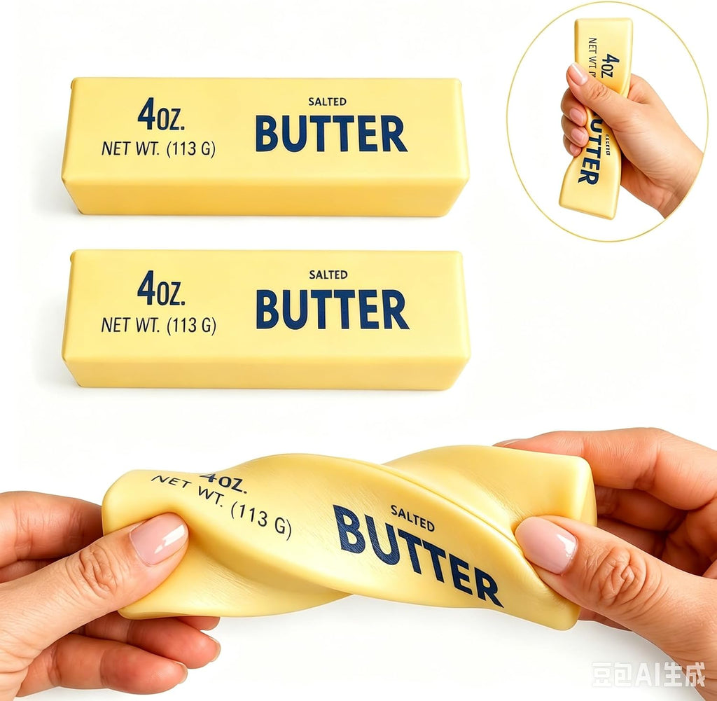 2 PCS Butter Squishy,Butter Squishy Toy, Squishy Fidget Toy, Stress Relief Toy, Soft Squeeze Anxiety Relief Fidget Toy, 4oz Butter-Shaped Squishy Toy for Office Desk Home, Reusable Durable Material