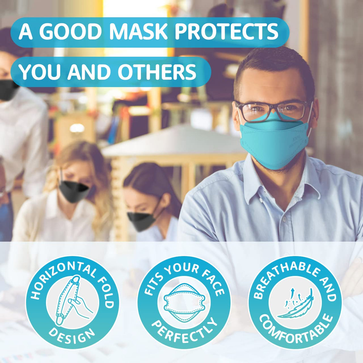 LEVENIS KN95 Face Masks 50 Pack, Breathable Comfortable and Disposable KN95 Mask, Black