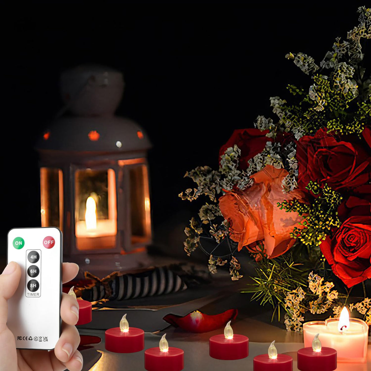 Battery Operated LED Tea Lights Flameless Flickering Candles 12PACK