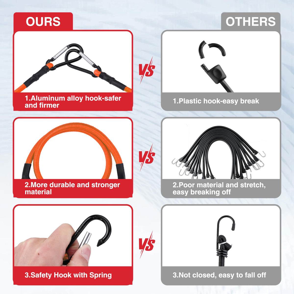 WORKPRO 24" Bungee Cords with Hooks, 4 Pack Heavy Duty Outdoor Bungee Strap