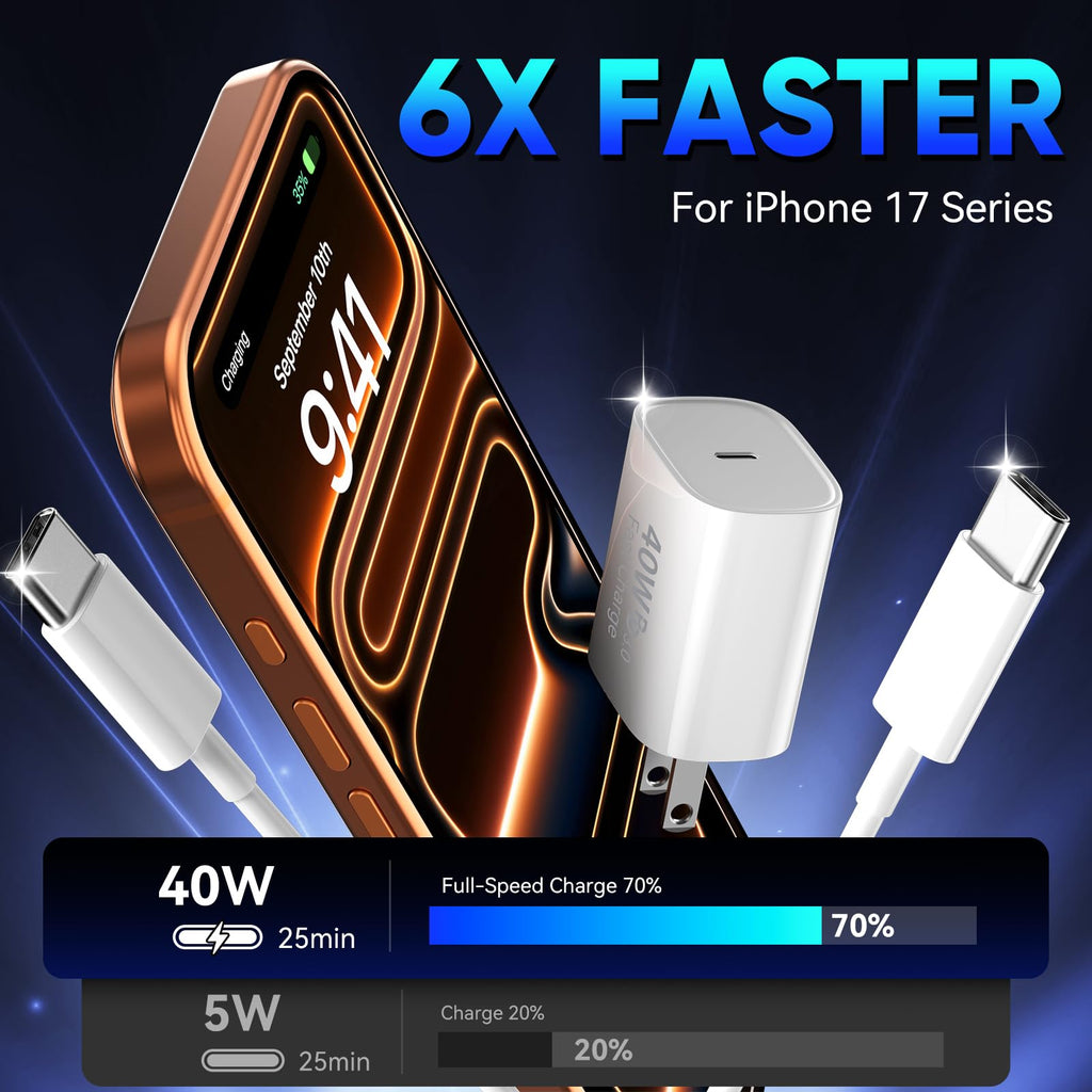 iPhone 18 17 16 Pro Max Charger Fast Charging, 20W iPhone Duo USB C Charger