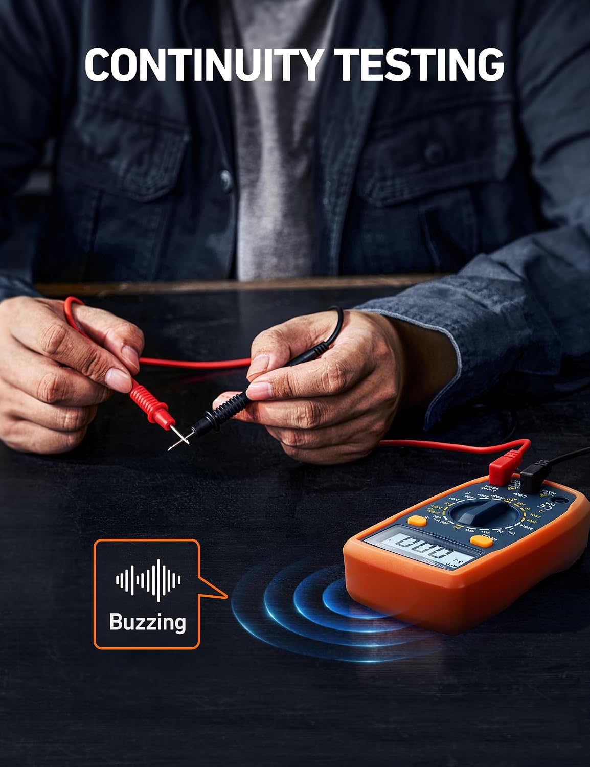AstroAI Digital Multimeter Tester with Capacitance, 2000 Counts DC AC Voltmeter and Ohm Volt Amp Meter; Measures Voltage, Current, Resistance, Capacitance, Continuity and Diode, Orange