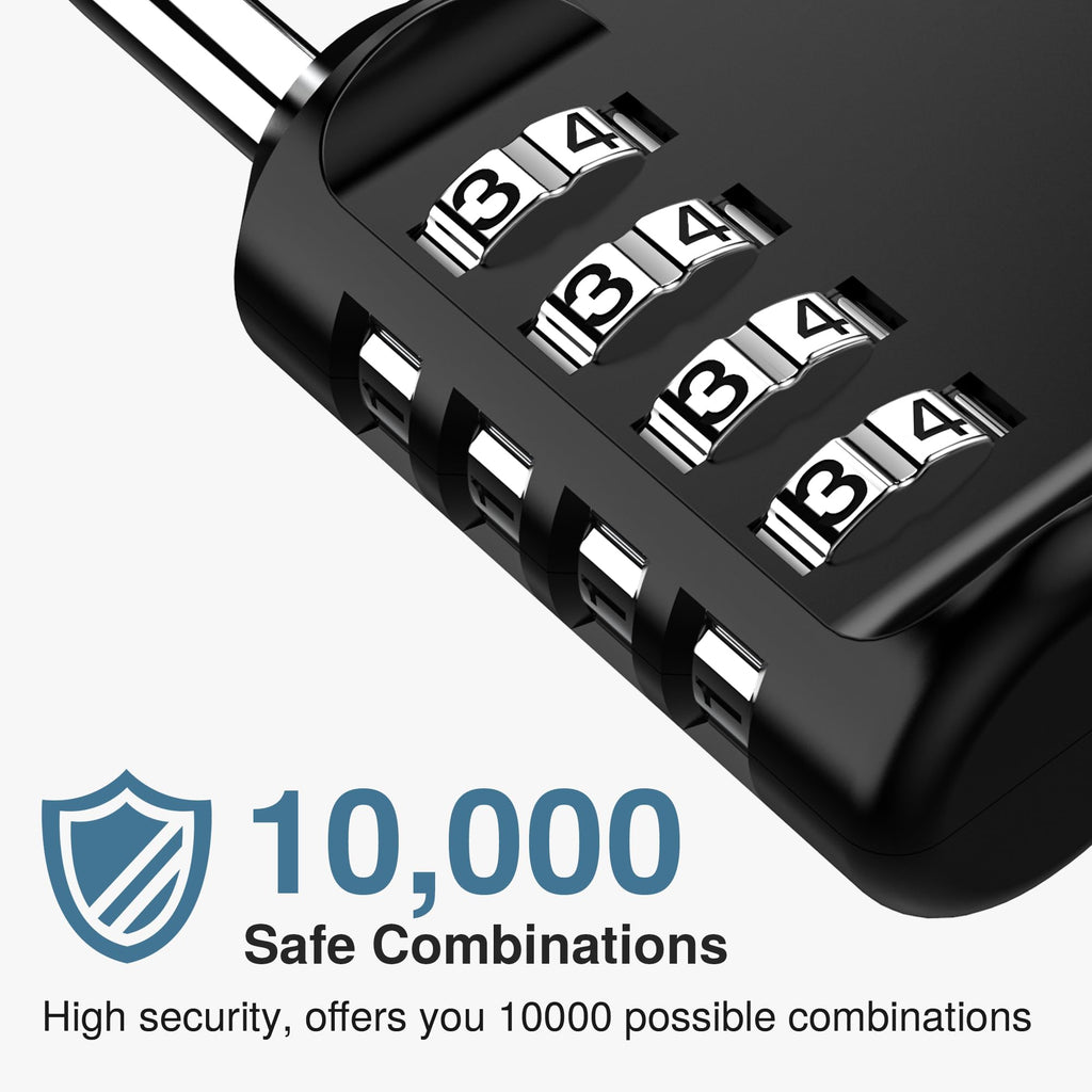 Puroma 2 Pack Combination Lock Locker 4 Digits Combo Padlock Gym Black
