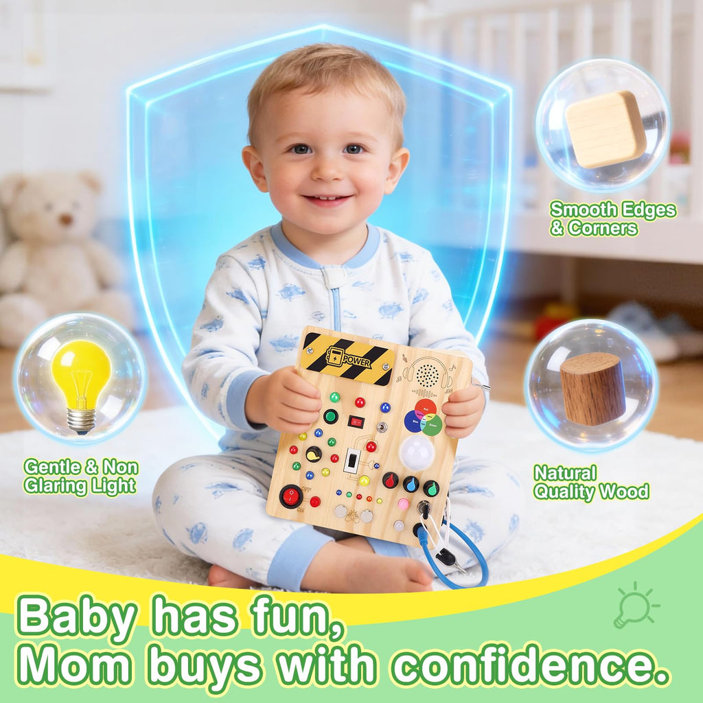 Grarain Busy Board for Toddlers - Montessori Educational Toy for 1-3 Year Old Boys & Girls | Travel-Friendly Sensory Learning Activity | Ideal for Kids with Autism(Unicorn Busy Board v2)