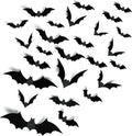 140Pcs 3D Bats Halloween Decorations Realistic PVC Wall Decor