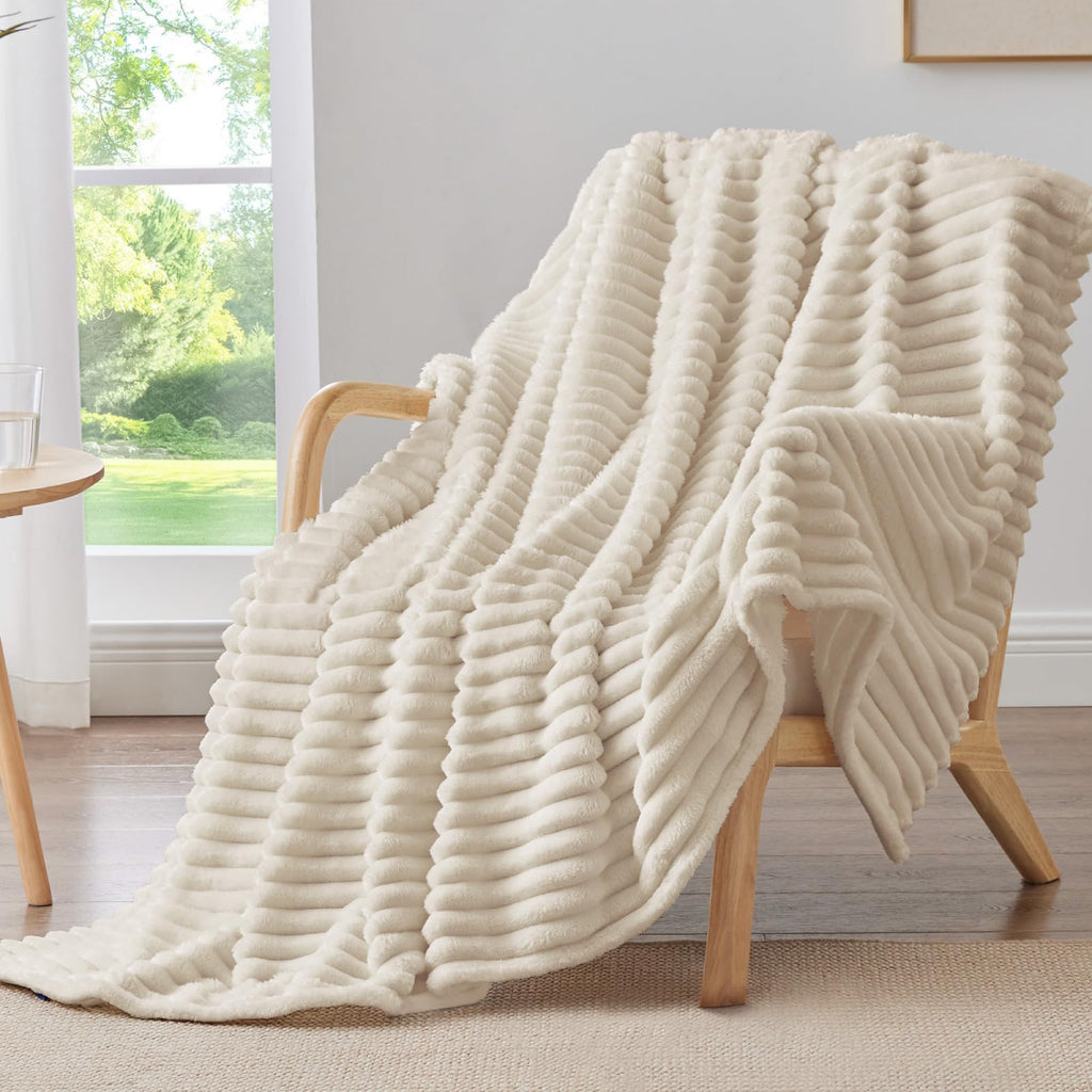 BEDELITE Ribbed Full Size Blanket for Bed, Olive Green, 84"x90"