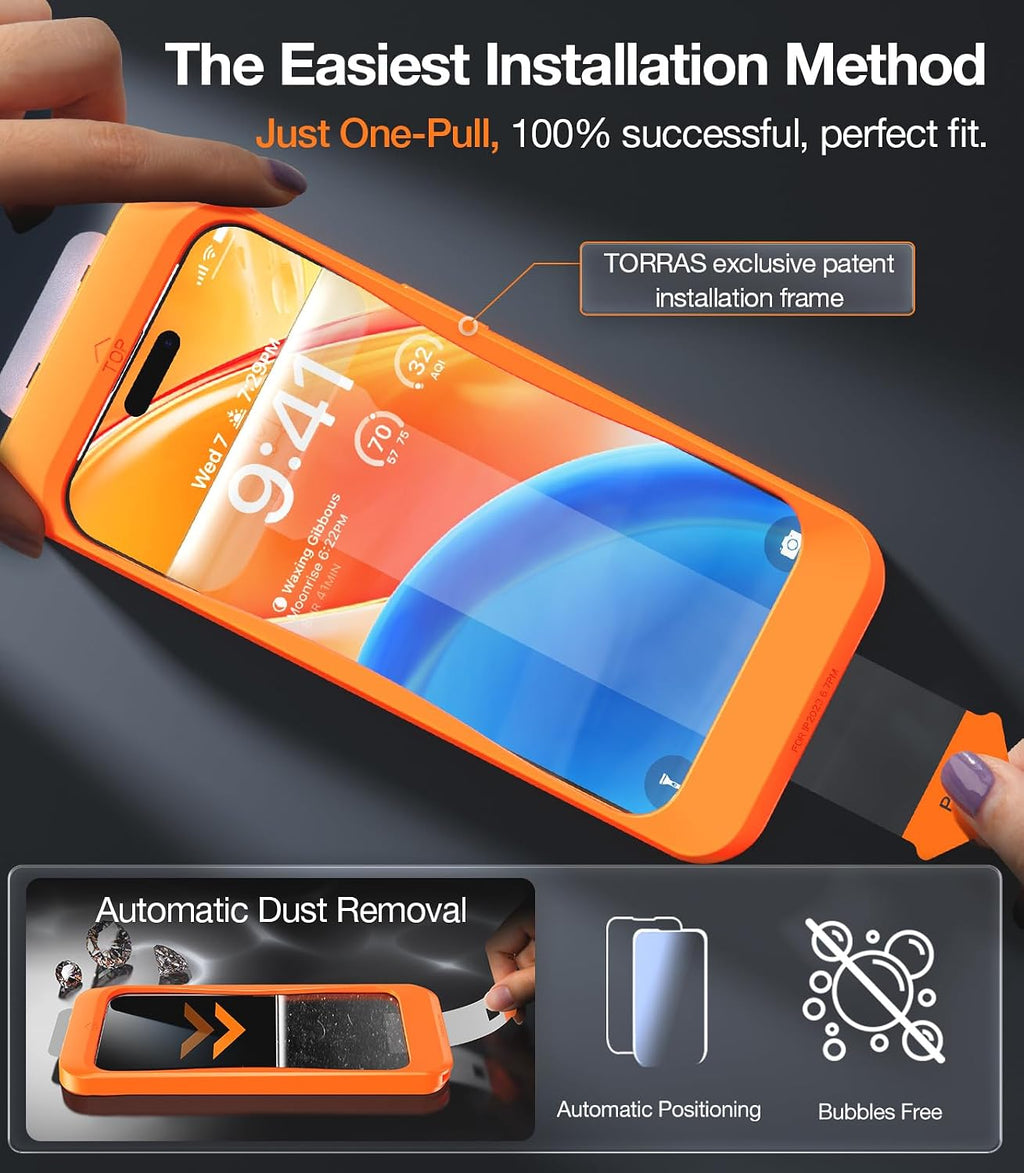 TORRAS 2-Pack for iPhone Air Screen Protector [12Ft Military-Grade Shatterproof] [9H+ Aerospace Tempered Glass] Anti-Scratch Full Coverage Fit