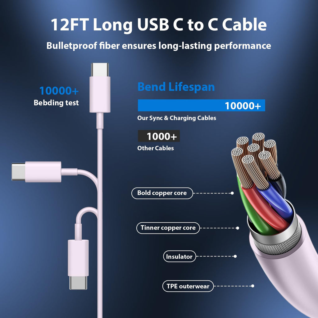 iPhone 18 17 16 15 Charger Fast Charging Type C Chargers USB C Cable 10FT