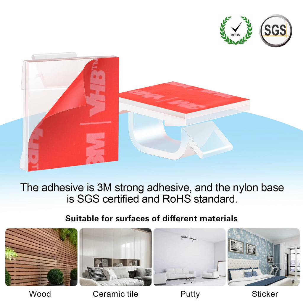 XHF 60PCS 5/8” Clear Adhesive Cable Wire Wall Light Clips, Cord Holder