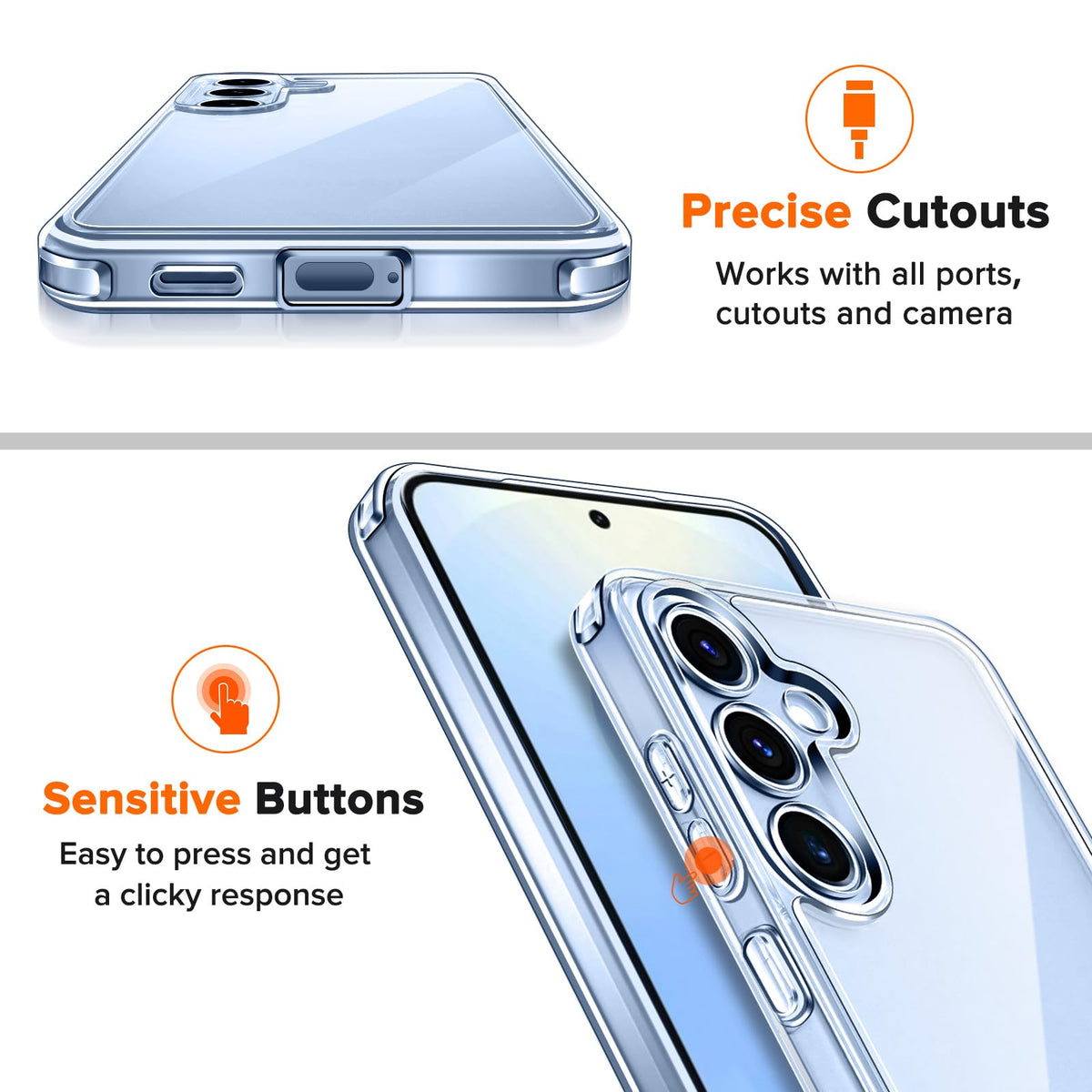 ivoler 3-in-1 Case for iPhone 16 Plus 6.7 inch, Clear