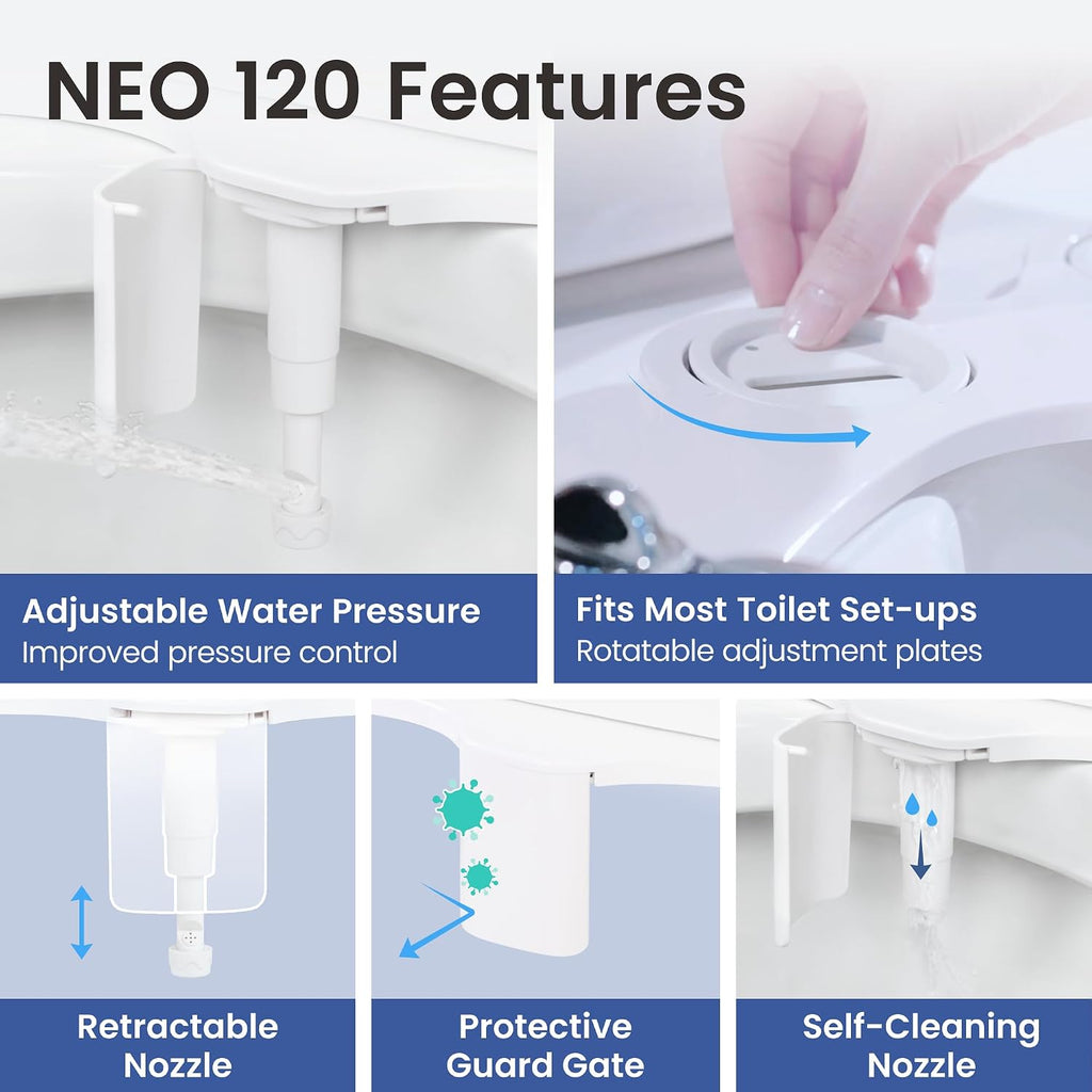 LUXE Bidet NEO 120 - Bidet Attachment for Toilet Seat, White